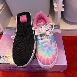 Pink and Blue Tie-dye Heely’s size 2